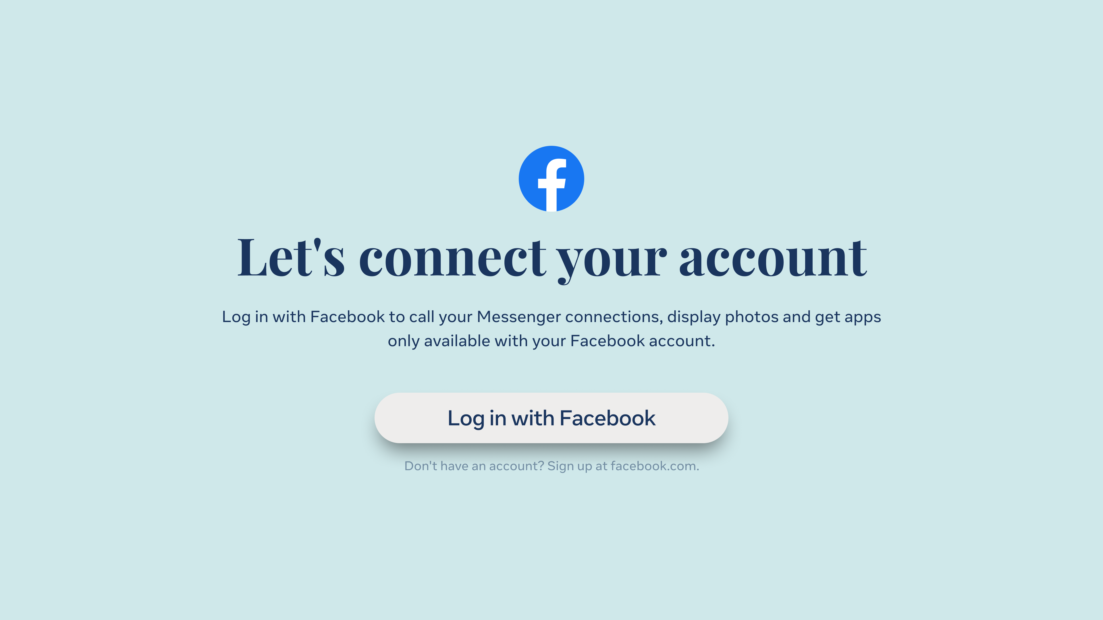 Portal TV — Facebook login